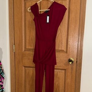 PrettyLittleThing Wine-One-Shoulder Jumpsuit